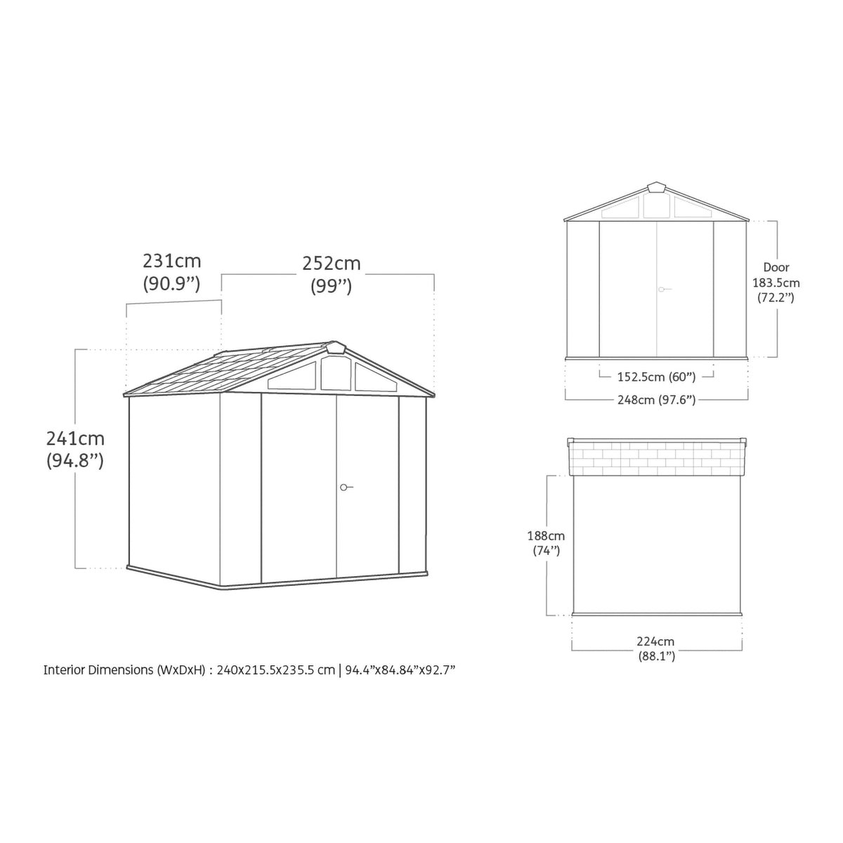 Keter 2.4 x 2.4 m Heavy Duty Outdoor Garden Storage Shed