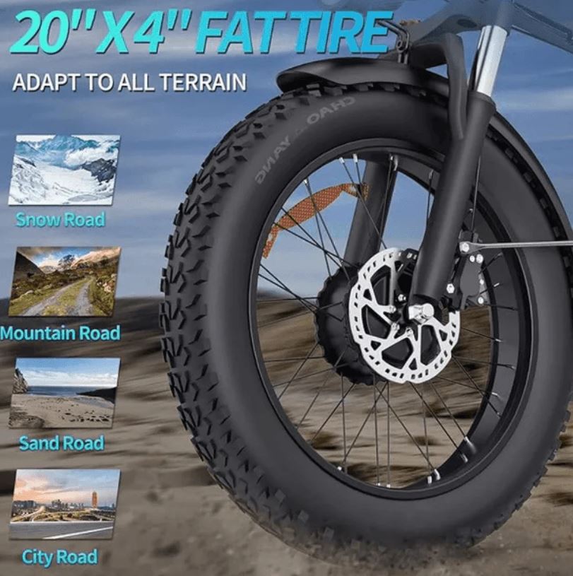 Folding Ebikes for Adults Ridstar 750W Motor 48V 14AH Removable Battery 20 X 4.0 Fat Tire Shimano 7-Speed 19.8MPH Electric Bike