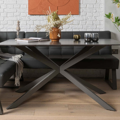 Saturn 150cm Dining Table Dark Grey & Rubix Corner Bench in Grey