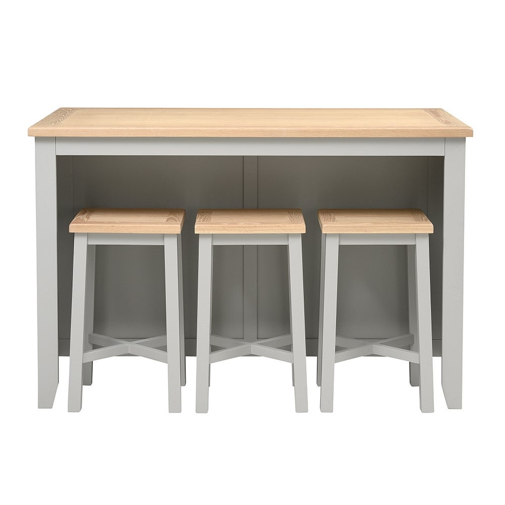 Chester Dove Grey Breakfast Bar Island and Stools Set