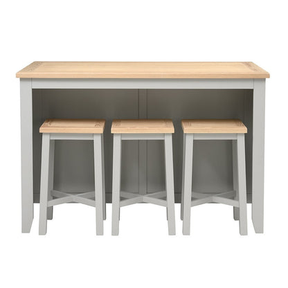 Chester Dove Grey Breakfast Bar Island and Stools Set