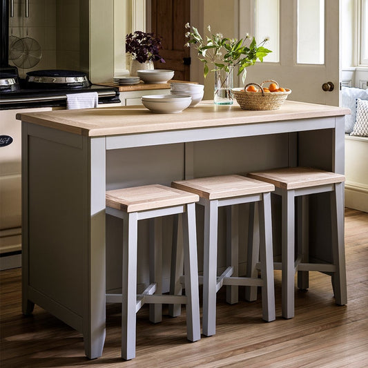 Chester Dove Grey Breakfast Bar Island and Stools Set