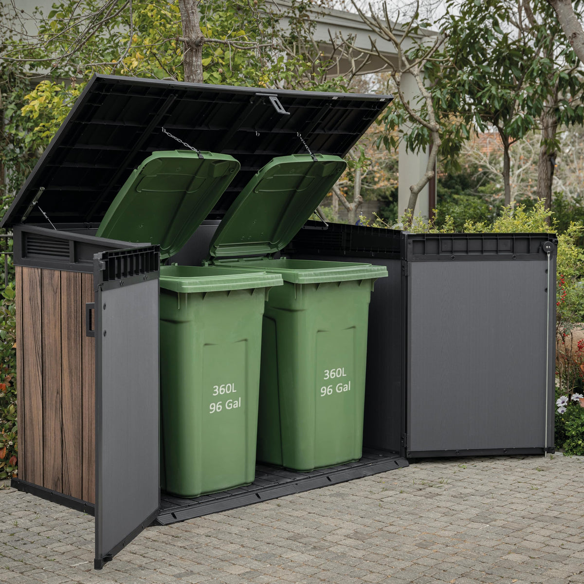 Keter 2020 L Large Outdoor Horizontal Storage Shed with Lockable Doors