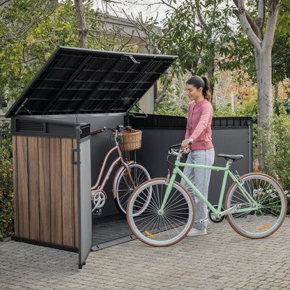 Keter 2020 L Large Outdoor Horizontal Storage Shed with Lockable Doors