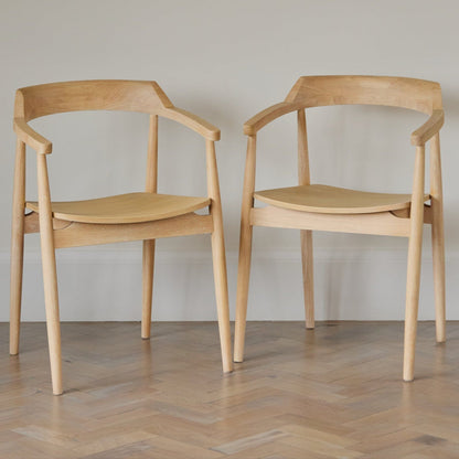 Raleigh Whitewash Dining Table Set - 6 Seater - Carter Whitewash Oak Dining Armchairs