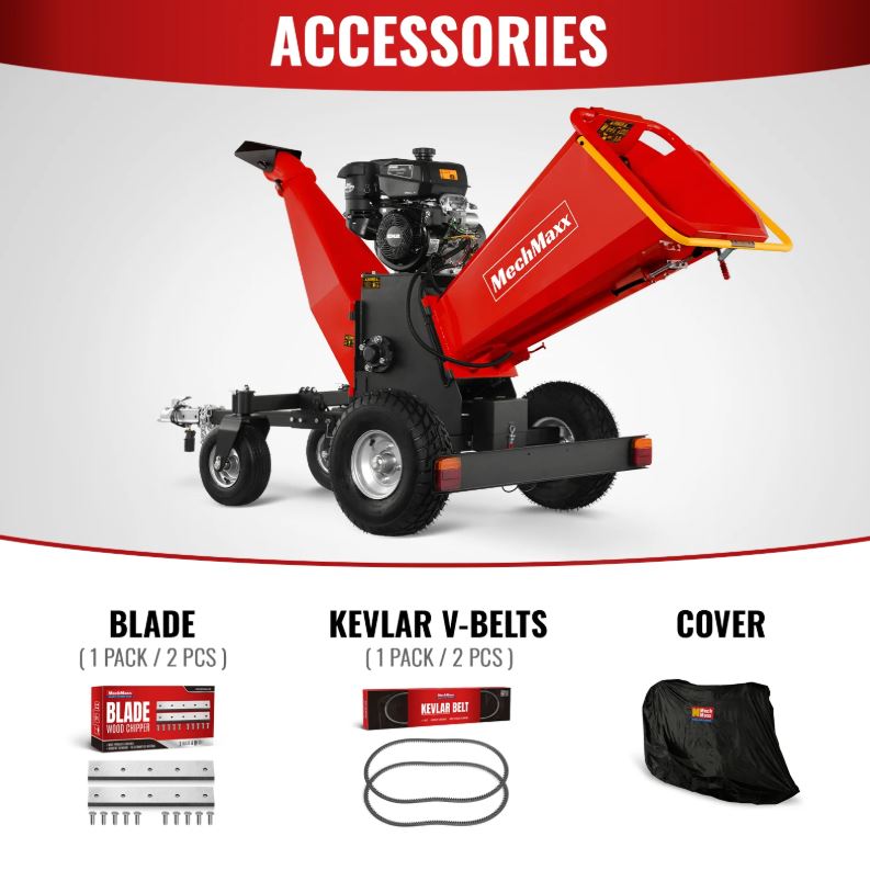 6 inch KOHLER E-Start 429cc 14HP Gas Powered 4 - Wheel Drum Wood Chipper with Taillight , B150