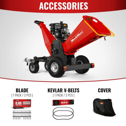 6 inch KOHLER E-Start 429cc 14HP Gas Powered 4 - Wheel Drum Wood Chipper with Taillight , B150