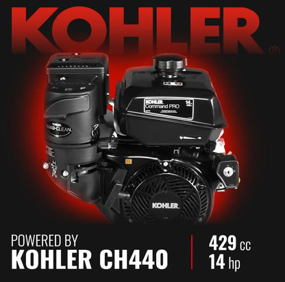 6 inch KOHLER E-Start 429cc 14HP Gas Powered 4 - Wheel Drum Wood Chipper with Taillight , B150