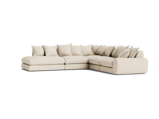 Wodge Modular Chaise Corner Sofa - Large Right Hand - Slubby - Whipped Cream - White