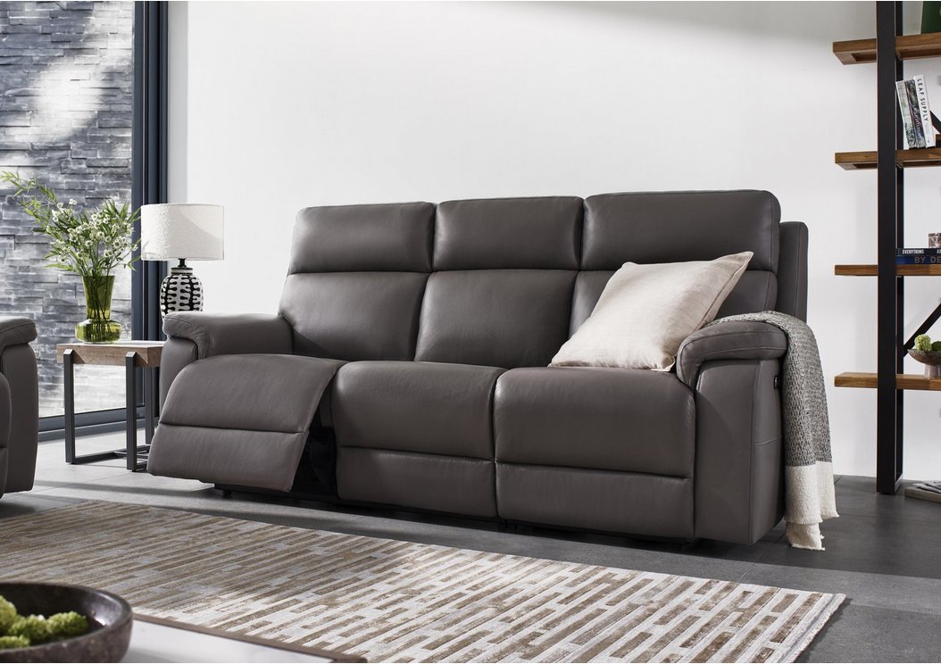 Raven Set of Two 3 Seater Leather Power Recliner Sofas