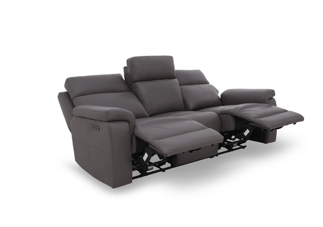 Raven Set of Two 3 Seater Leather Power Recliner Sofas