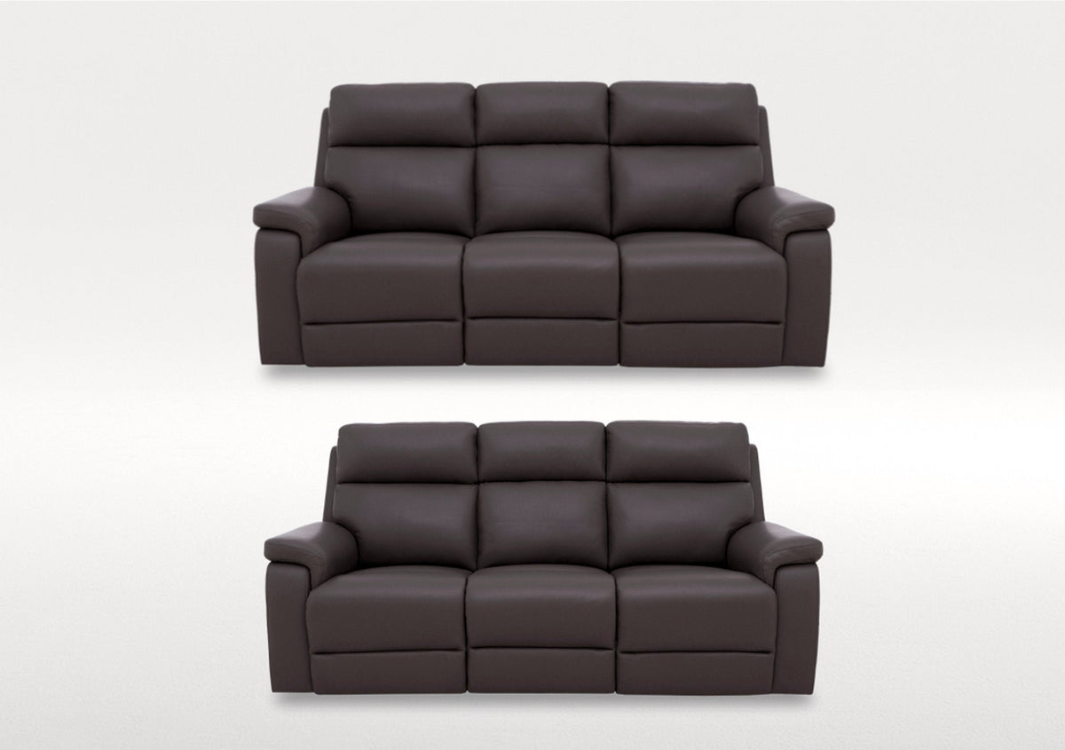 Raven Set of Two 3 Seater Leather Power Recliner Sofas