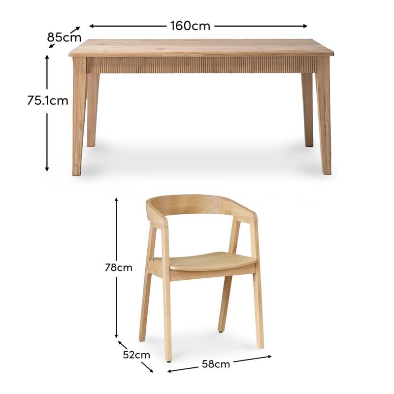 Raleigh Whitewash Dining Table Set - 6 Seater - Ella Whitewash Carver Chairs