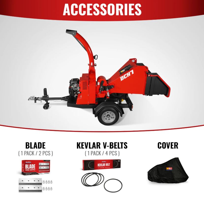 25hp 750cc Twin Cylinder ZONSEN Petrol Engine 7" Hydraulic Feeding Wood Chipper, DCH7