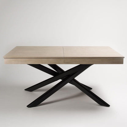 Amelia Whitewash Extendable Dining Table Set - 6 Seater - Freya Sand Carver Chairs - Black Legs