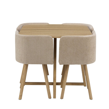 Ava Space Saver 4 Seater Dining Table and Chairs - Mushroom