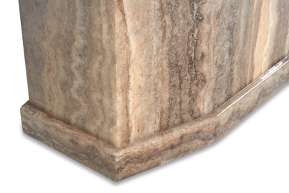 Carvelle 160cm Brown Pedestal Marble Dining Table with Francesca Chairs