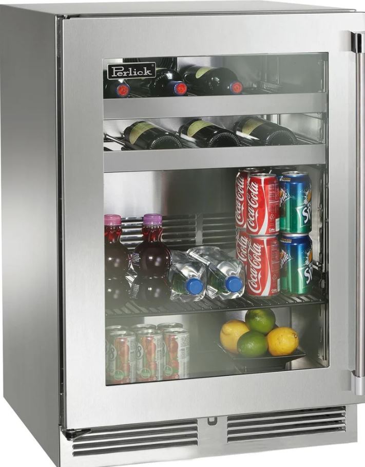 Perlick Signature Series 24-Inch 5.2 cu. ft. Capacity Built-In Beverage Center with 5.2 cu. ft. Capacity in Stainless Steel (HP24BS-4-1L & HP24BS-4-1R)