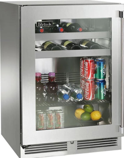 Perlick Signature Series 24-Inch 5.2 cu. ft. Capacity Built-In Beverage Center with 5.2 cu. ft. Capacity in Stainless Steel (HP24BS-4-1L & HP24BS-4-1R)