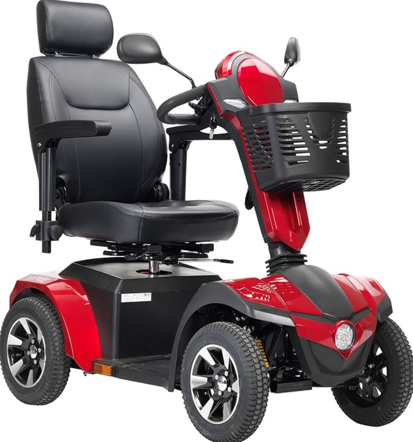Drive Medical Panther Captain Seat 4 Wheel Heavy-Duty Scooter, Red, 20 Inch