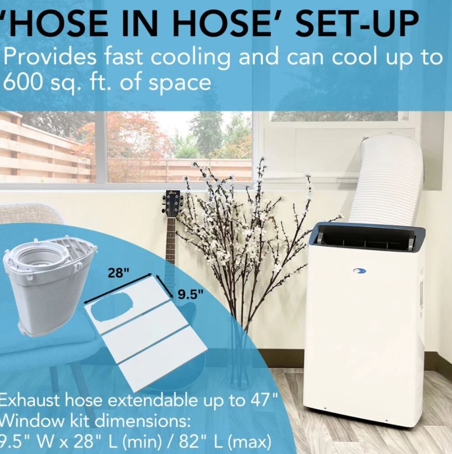 Whynter NEX Inverter 14,000 BTU Dual Hose Smart Portable Air Conditioner, Heater, Dehumidifier & Fan | ARC-1230WNH