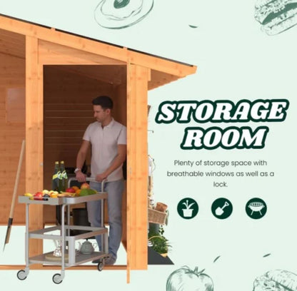 AECOJOY 20′ × 12.5′ Outdoor Wooden Gazebo with Storage Room
