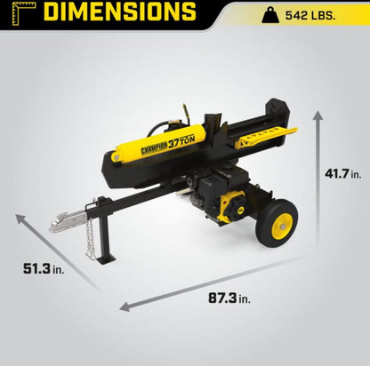 Champion Power Equipment 37-Ton Horizontal/Vertical Full Beam Gas Log Splitter with Auto Return
