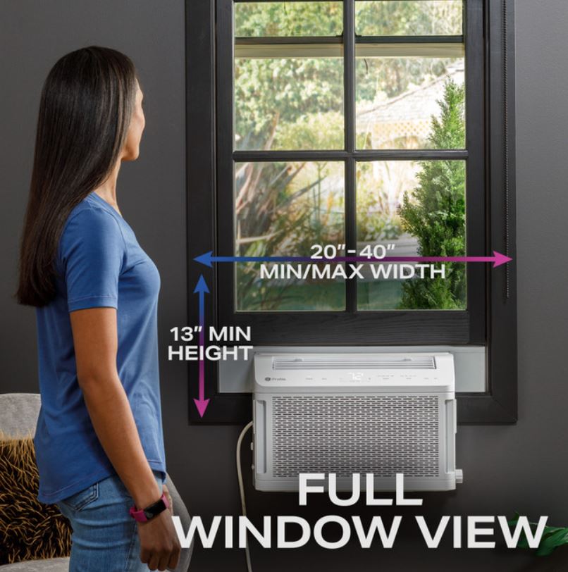GE Profile ClearView™ 8,300 BTU Smart Ultra Quiet Window Air Conditioner for Medium Rooms up to 350 sq. ft.