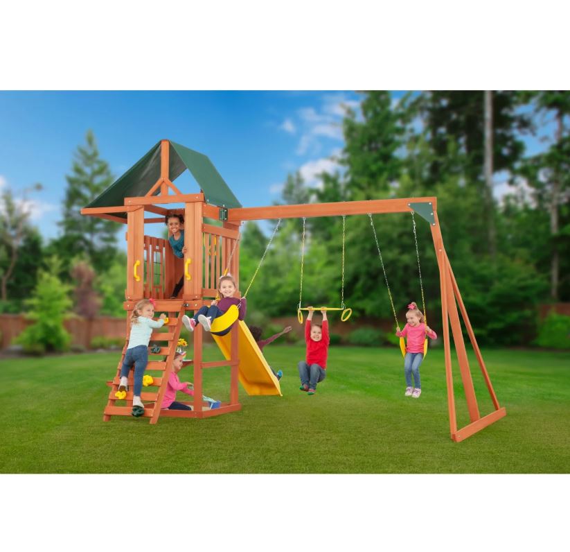Creative Cedar Designs Cedar Cottage Wooden Swing Set