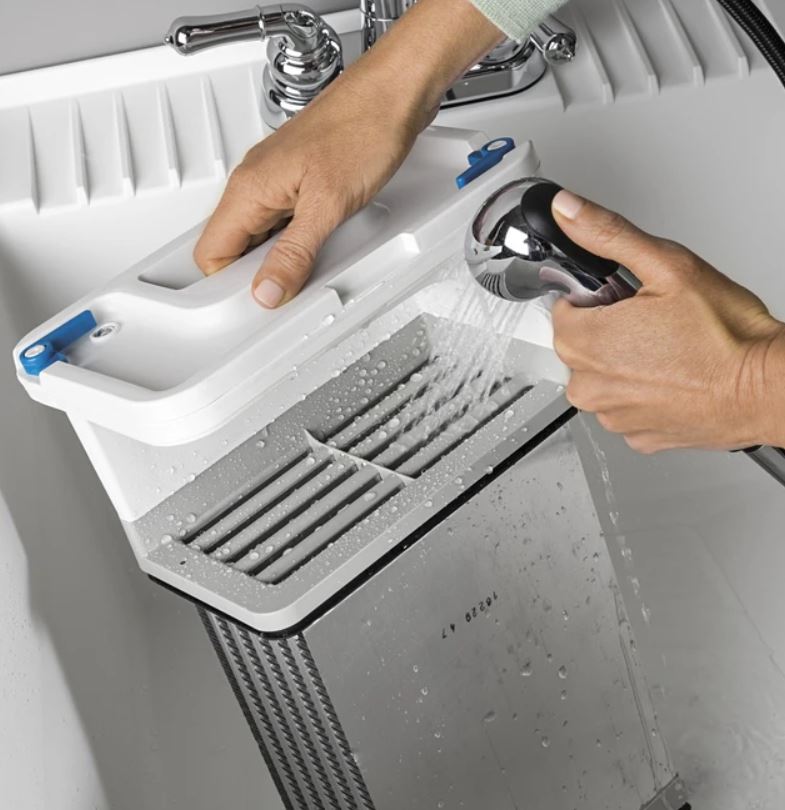 GE® ENERGY STAR® 24" 4.1 Cu.Ft. Front Load Ventless Condenser Electric Dryer with Stainless Steel Basket