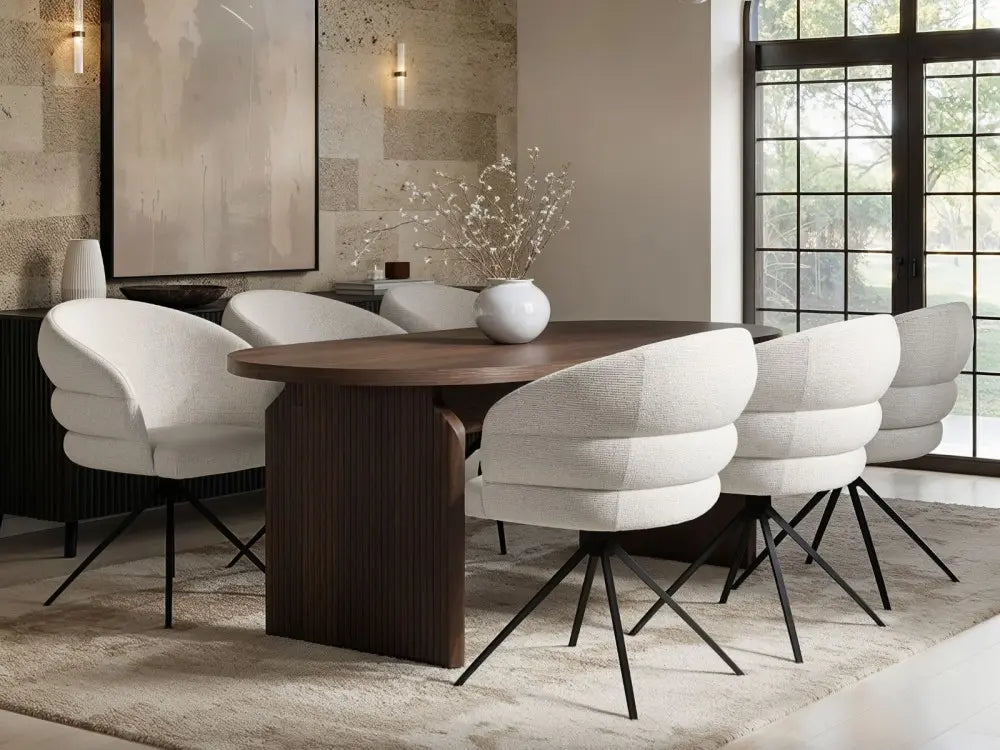 SOLACE+CO Varm Ribbed Oval Dining Table with Eira Chairs Set of 4