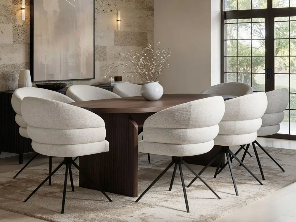 SOLACE+CO Varm Ribbed Oval Dining Table with Eira Chairs Set of 4