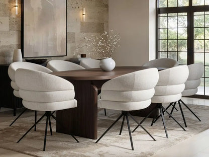 SOLACE+CO Varm Ribbed Oval Dining Table with Eira Chairs Set of 4