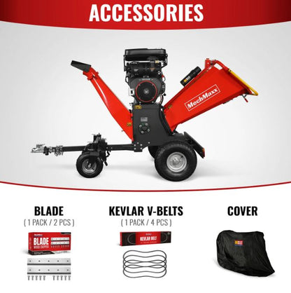 8 inch ZONSEN E-Start 1000cc 35hp Gas Powered 4 - Wheel Drum Wood Chipper with Taillight , B200