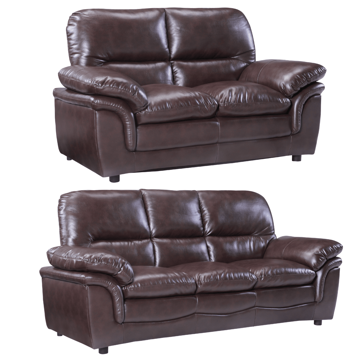 Verona Brown Leather 3+2 Seater Sofa Set Collection