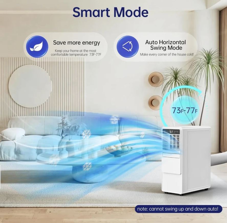 12000 BTU Portable Air Conditioner with Cooling, Fan, Dehumidifier, Sleep Mode & Remote Control