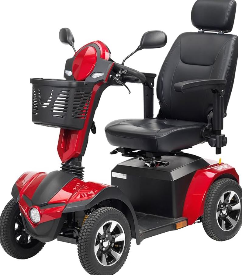 Drive Medical Panther Captain Seat 4 Wheel Heavy-Duty Scooter, Red, 20 Inch