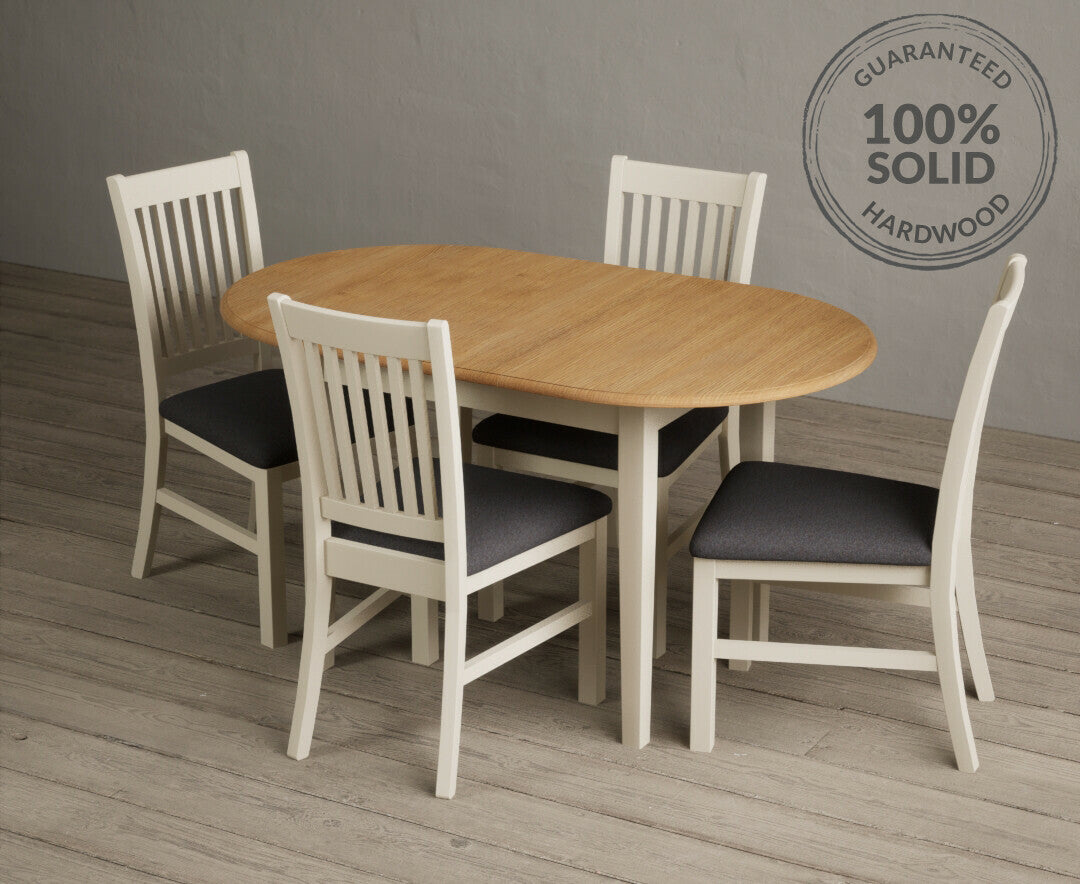 Extending Warwick Oak and Cream Painted Dining Table with Warwick Chairs