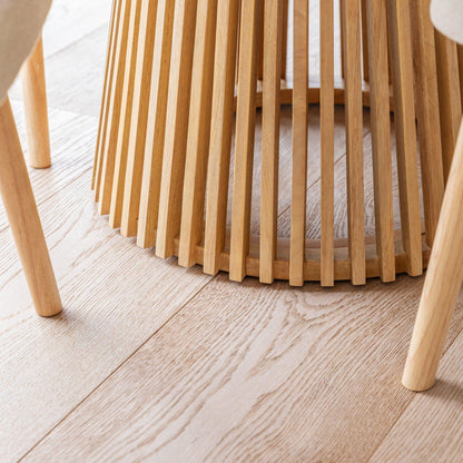 Willow Pale Oak Dining Table Set - 4 Seater - Freya Sand Dining Chairs - Whitewash Legs