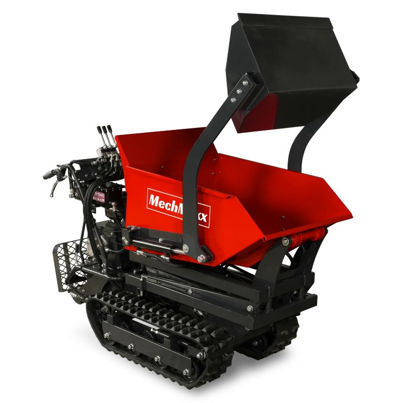 1100lbs Capacity E-Start 10HP 302cc Gas Engine Tracked Dumper Hydraulic Tipping and Lifting with Front Shovel