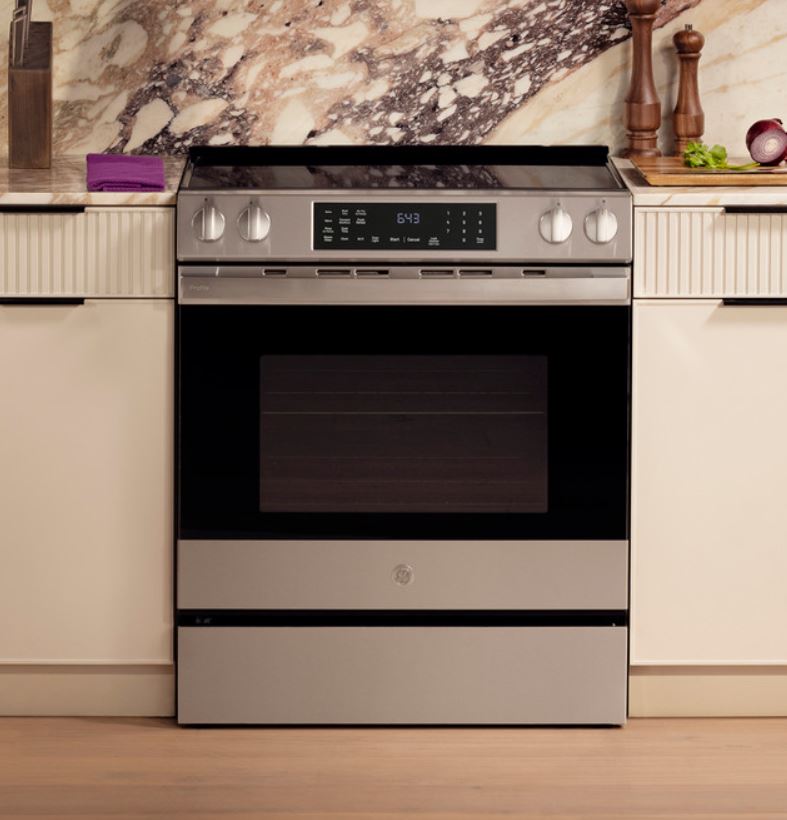 GE Profile™ ENERGY STAR® 30" Smart Slide-In Induction and Convection Range with No Preheat Air Fry and EasyWash™ Oven Tray